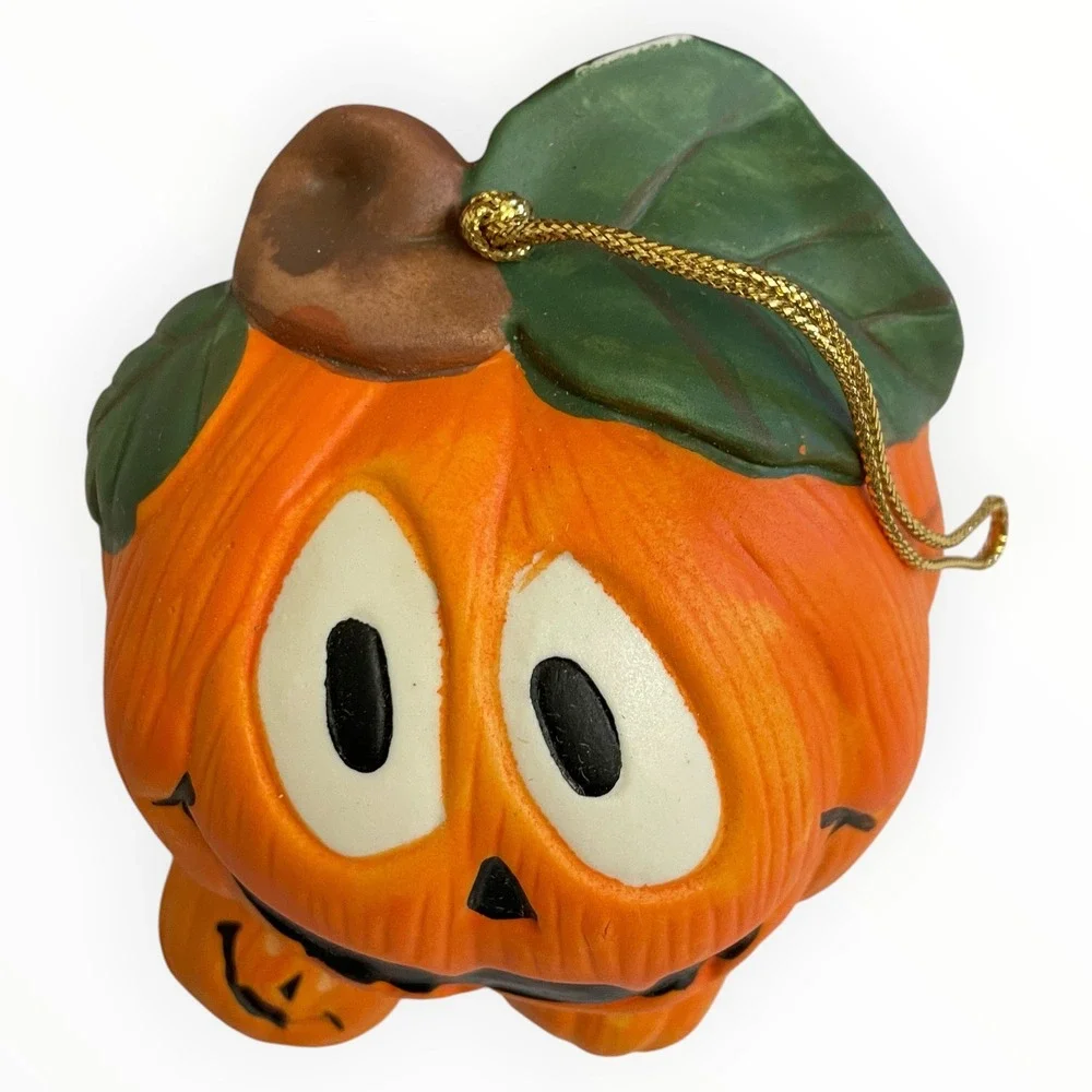 Pumpkin Creepy Chimer Porcelain Halloween Ornament Bell OS Orange